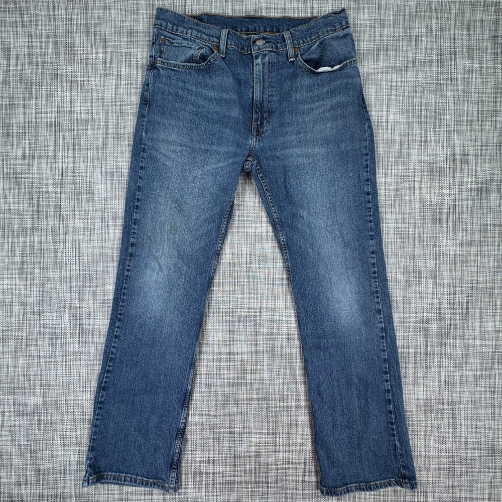 Levis 527 Mens 34x32 Slim Bootcut Jeans Blue Stretch Cotton Denim Five Pocket